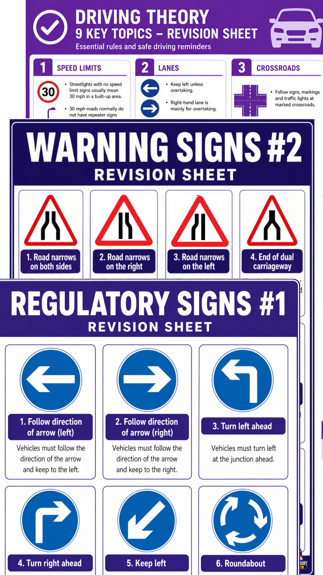 Driving Theory Test Coach revision sheets